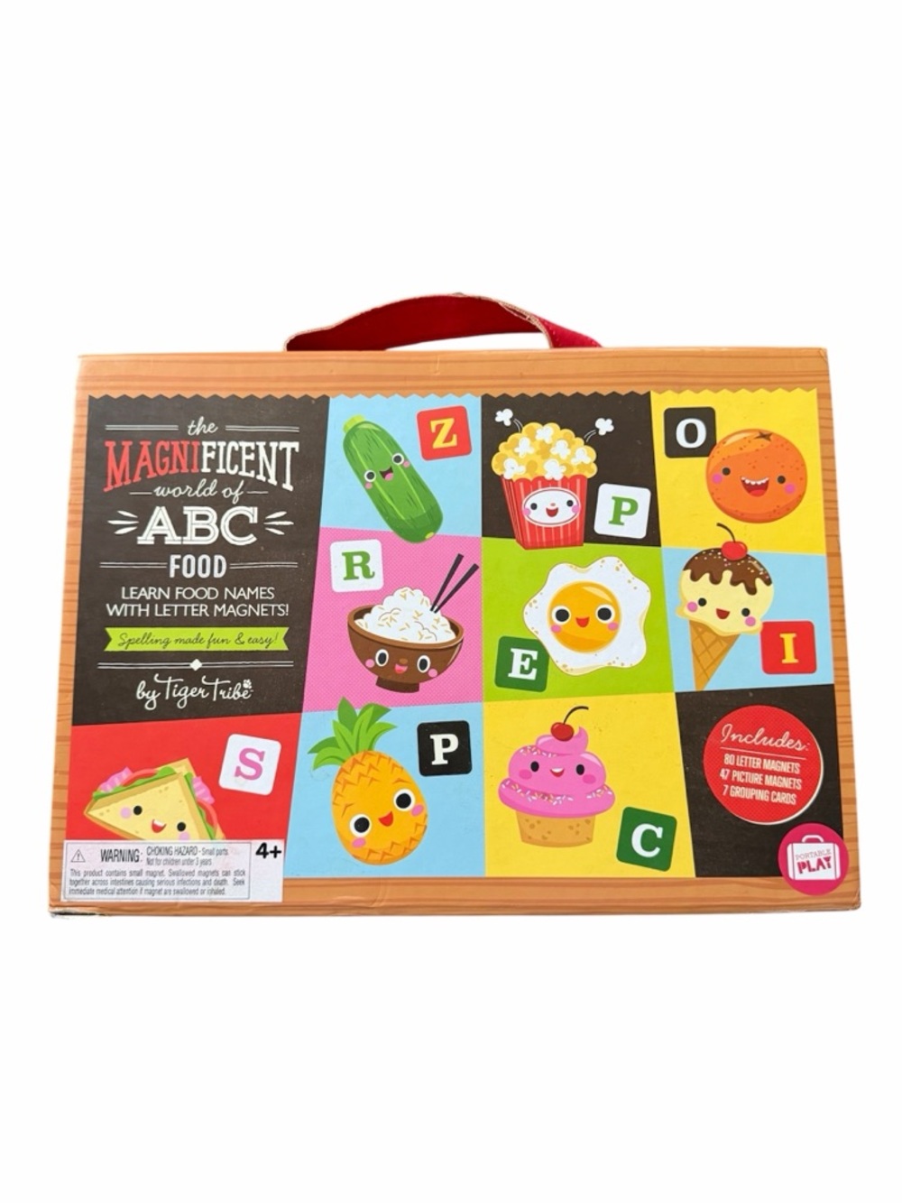 Tiger Tribe ABC Food Alphabet Magnet Toy Set with Learning Cards Near Complete